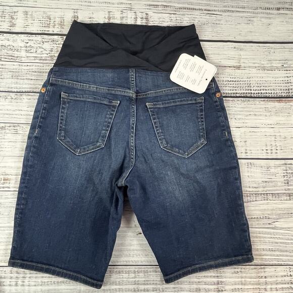 Isabel Maternity Denim Jean Bermuda Shorts sz 4/27 9" Inseam Crossover Panel - Picture 6 of 9